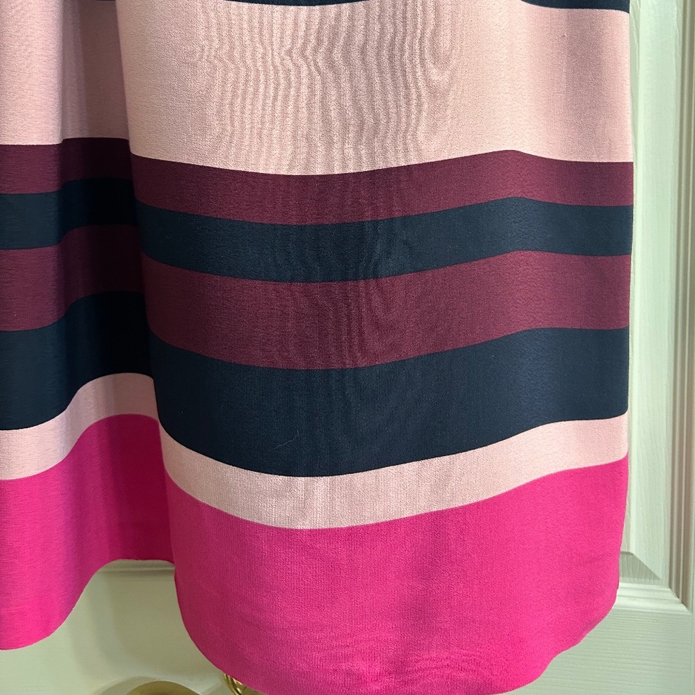 Ann Taylor Factory Sleeveless Burgundy—Multi Stripes Career Casual Dress - Picture 7 of 9